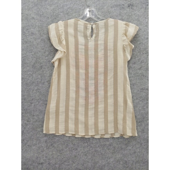 THML Embroidered Top‎ Striped Ruffle Sleeve Casual Blouse Boho Chic Sz S Peasant - Picture 5 of 8